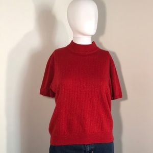 Sag Harbor, Woman's Size Small Red Glitter Holiday Red Sweater.